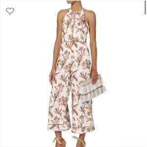 Zimmermann Jumpsuit Womens 1 White Ivory Floral Oleander Ladder Linen Cotton